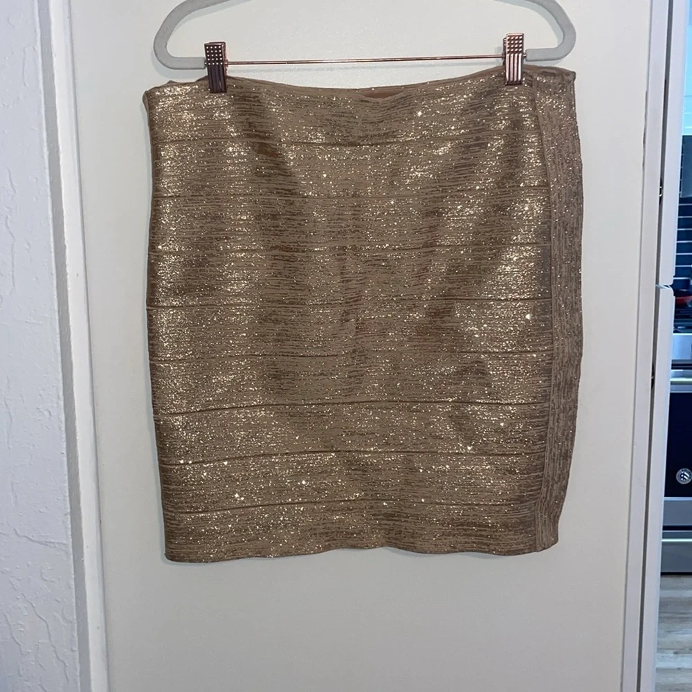 Haute Hippie Gold Mettalic Bondage Bandage Mini Skirt | L/XL (size tag removed)
